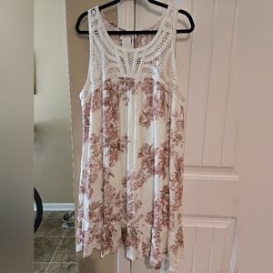 Maurices Floral Sleeveless Dress with Crochet Detail Sz 1X